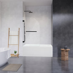 Altair Alvise 34" W x 58" H Frameless Hinged Tub Door in Matte Black with Clear Glass