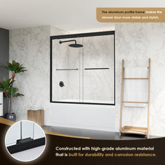 Altair Ennis 60" W x 58" H By Pass Framed Tub Door with Clear Glass