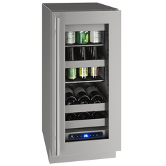 U-Line 15" 5 Class Slide & Secure™ Beverage Center – Stainless Steel Interior, Variable Speed Compressor, Convection Coolingwith Lock - UHBV515