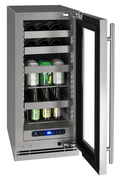 U-Line 15" 5 Class Slide & Secure™ Beverage Center – Stainless Steel Interior, Variable Speed Compressor, Convection Coolingwith Lock - UHBV515