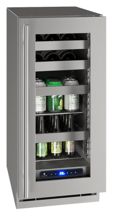 U-Line 15" 5 Class Slide & Secure™ Beverage Center – Stainless Steel Interior, Variable Speed Compressor, Convection Coolingwith Lock - UHBV515
