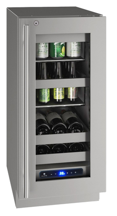 U-Line 15" 5 Class Slide & Secure™ Beverage Center – Stainless Steel Interior, Variable Speed Compressor, Convection Cooling With Lock - UHBV515