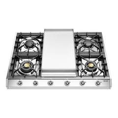 ILVE Nostalgie II 36 Inch Built-In Gas Cooktop with 6 Burners and Griddle, Stainless Steel - UHCP965FN - The Home Selection