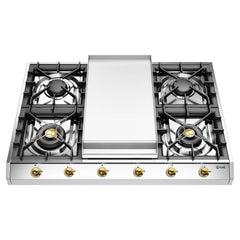 ILVE Nostalgie II 36" Built-In Gas Cooktop with 4 Burners & Griddle – Stainless Steel