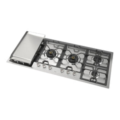 ILVE  Panoramagic 48 inch Built-In Cooktop with Total Black Brass Burners in Stainless Steel - UHCPMT125