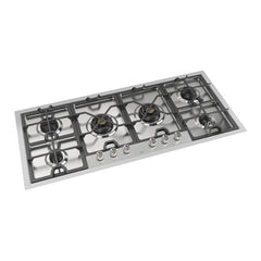 ILVE  Panoramagic 48 inch Built-In Cooktop with Total Black Brass Burners in Stainless Steel - UHCPMT125