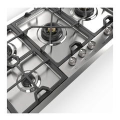 ILVE  Panoramagic 48 inch Built-In Cooktop with Total Black Brass Burners in Stainless Steel - UHCPMT125