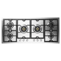 ILVE  Panoramagic 48 inch Built-In Cooktop with Total Black Brass Burners in Stainless Steel - UHCPMT125
