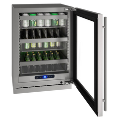 U-Line 24" 5 Class Slide & Secure™ Refrigerator – Stainless Steel Interior, Convection Cooling, Built-In or Freestanding - UHRE524