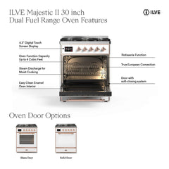 ILVE 30" Majestic II Series Gas Burner and Electric Oven Range with 5 Sealed Burners - UM30DNE3