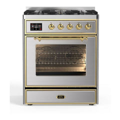 ILVE 30" Majestic II Series Gas Burner and Electric Oven Range with 5 Sealed Burners - UM30DNE3