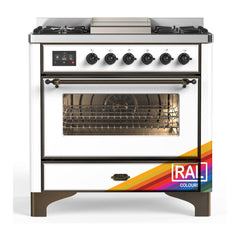 ILVE Majestic III Series 36 Inch Dual Fuel Range with 6 Sealed Burners, Griddle, Triple Glass Door — RAL, Burnished trim, Natural Gas