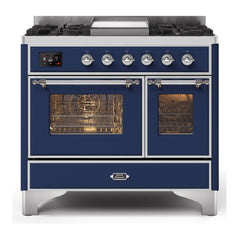 ILVE 40" Majestic II Series Natural Gas/ Propane Gas Burner and Electric Oven with 6 Sealed Burners - UMD10FD