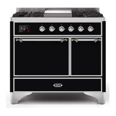 ILVE 40" Majestic II Series Natural/ Propane Gas Burner and Electric Oven Range with 6 Sealed Burners - UMD10FDQN