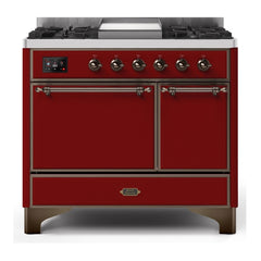 ILVE 40" Majestic II Series Natural/ Propane Gas Burner and Electric Oven Range with 6 Sealed Burners - UMD10FDQN