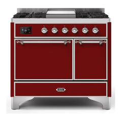 ILVE 40" Majestic II Series Natural/ Propane Gas Burner and Electric Oven Range with 6 Sealed Burners - UMD10FDQN