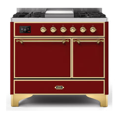 ILVE 40" Majestic II Series Natural/ Propane Gas Burner and Electric Oven Range with 6 Sealed Burners - UMD10FDQN