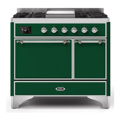 ILVE 40" Majestic II Series Natural/ Propane Gas Burner and Electric Oven Range with 6 Sealed Burners - UMD10FDQN