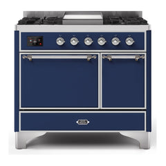 ILVE 40" Majestic II Series Natural/ Propane Gas Burner and Electric Oven Range with 6 Sealed Burners - UMD10FDQN