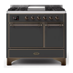 ILVE 40" Majestic II Series Natural/ Propane Gas Burner and Electric Oven Range with 6 Sealed Burners - UMD10FDQN