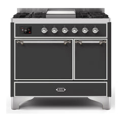 ILVE 40" Majestic II Series Natural/ Propane Gas Burner and Electric Oven Range with 6 Sealed Burners - UMD10FDQN