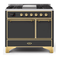 ILVE 40" Majestic II Series Natural/ Propane Gas Burner and Electric Oven Range with 6 Sealed Burners - UMD10FDQN