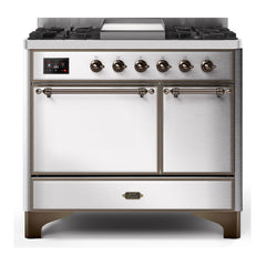 ILVE 40" Majestic II Series Natural/ Propane Gas Burner and Electric Oven Range with 6 Sealed Burners - UMD10FDQN