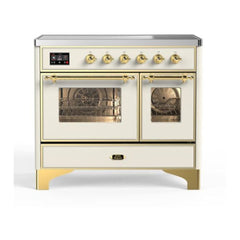 ILVE 40" Majestic II Series Freestanding Electric Double Oven Range with 6 Elements, Triple Glass Cool Door, Convection Oven, TFT Oven Control Display and Child Lock - UMDI10