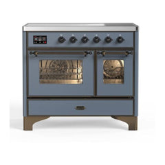 ILVE 40" Majestic II Series Freestanding Electric Double Oven Range with 6 Elements, Triple Glass Cool Door, Convection Oven, TFT Oven Control Display and Child Lock - UMDI10