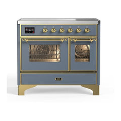 ILVE 40" Majestic II Series Freestanding Electric Double Oven Range with 6 Elements, Triple Glass Cool Door, Convection Oven, TFT Oven Control Display and Child Lock - UMDI10