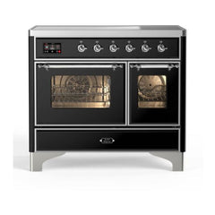 ILVE 40" Majestic II Series Freestanding Electric Double Oven Range with 6 Elements, Triple Glass Cool Door, Convection Oven, TFT Oven Control Display and Child Lock - UMDI10