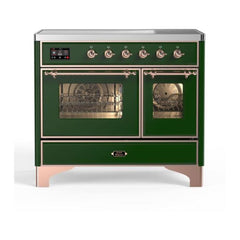 ILVE 40" Majestic II Series Freestanding Electric Double Oven Range with 6 Elements, Triple Glass Cool Door, Convection Oven, TFT Oven Control Display and Child Lock - UMDI10