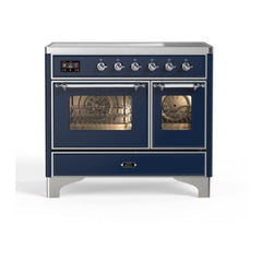 ILVE 40" Majestic II Series Freestanding Electric Double Oven Range with 6 Elements, Triple Glass Cool Door, Convection Oven, TFT Oven Control Display and Child Lock - UMDI10