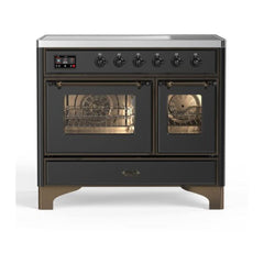 ILVE 40" Majestic II Series Freestanding Electric Double Oven Range with 6 Elements, Triple Glass Cool Door, Convection Oven, TFT Oven Control Display and Child Lock - UMDI10