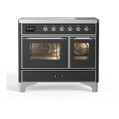 ILVE 40" Majestic II Series Freestanding Electric Double Oven Range with 6 Elements, Triple Glass Cool Door, Convection Oven, TFT Oven Control Display and Child Lock - UMDI10
