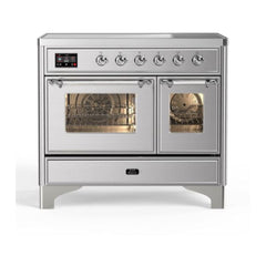ILVE 40" Majestic II Series Freestanding Electric Double Oven Range with 6 Elements, Triple Glass Cool Door, Convection Oven, TFT Oven Control Display and Child Lock - UMDI10