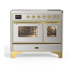 ILVE 40" Majestic II Series Freestanding Electric Double Oven Range with 6 Elements, Triple Glass Cool Door, Convection Oven, TFT Oven Control Display and Child Lock - UMDI10