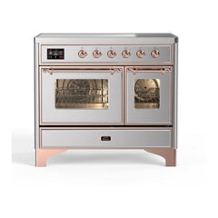 ILVE 40" Majestic II Series Freestanding Electric Double Oven Range with 6 Elements, Triple Glass Cool Door, Convection Oven, TFT Oven Control Display and Child Lock - UMDI10