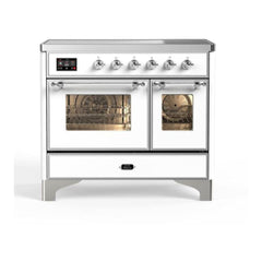 ILVE 40" Majestic II Series Freestanding Electric Double Oven Range with 6 Elements, Triple Glass Cool Door, Convection Oven, TFT Oven Control Display and Child Lock - UMDI10