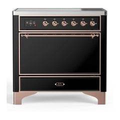 ILVE 36" Majestic II Series Induction Range with 5 Elements 3.5 cu. ft. Oven Capacity TFT Oven Control Display Solid Door - UMI09QNS3