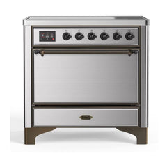 ILVE 36" Majestic II Series Induction Range with 5 Elements 3.5 cu. ft. Oven Capacity TFT Oven Control Display Solid Door - UMI09QNS3