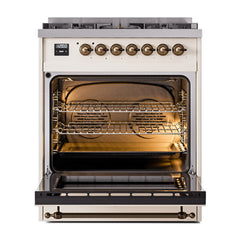 ILVE Nostalgie II Noblesse 30 inch Triple Glass Door Dual Fuel Range with 5 Burners - UN30NMP