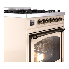ILVE Nostalgie II Noblesse 30 inch Triple Glass Door Dual Fuel Range with 5 Burners - UN30NMP