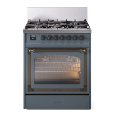 ILVE Nostalgie II Noblesse 30 inch Triple Glass Door Dual Fuel Range with 5 Burners - UN30NMP