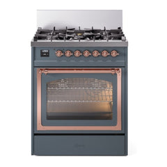 ILVE Nostalgie II Noblesse 30 inch Triple Glass Door Dual Fuel Range with 5 Burners - UN30NMP