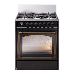 ILVE Nostalgie II Noblesse 30 inch Triple Glass Door Dual Fuel Range with 5 Burners - UN30NMP