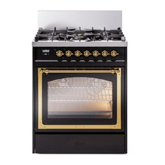 ILVE Nostalgie II Noblesse 30 inch Triple Glass Door Dual Fuel Range with 5 Burners - UN30NMP