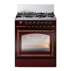 ILVE Nostalgie II Noblesse 30 inch Triple Glass Door Dual Fuel Range with 5 Burners - UN30NMP