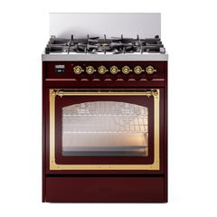 ILVE Nostalgie II Noblesse 30 inch Triple Glass Door Dual Fuel Range with 5 Burners - UN30NMP