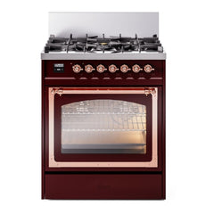 ILVE Nostalgie II Noblesse 30 inch Triple Glass Door Dual Fuel Range with 5 Burners - UN30NMP